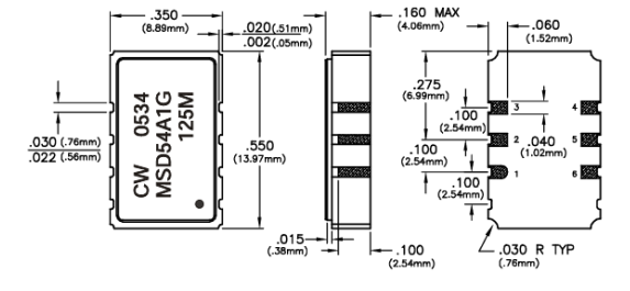 MSD5xA1G系列3.3V晶體控制振蕩器(XO)Connor Winfield 尺寸圖 MSD5xA1G系列3.3V晶體控制振蕩器(XO)Connor Winfield 尺寸圖