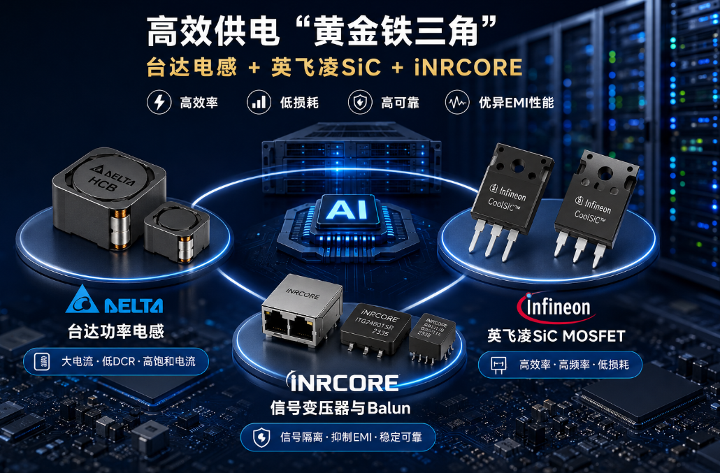 DELTA臺達電感+Infineon英飛凌SiC MOSFET+iNRCORE磁性器件